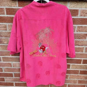 Eagle Dry Goods Co. Pink Silk Shirt Men's Sz Lg Embroidered M&M's New with Tags